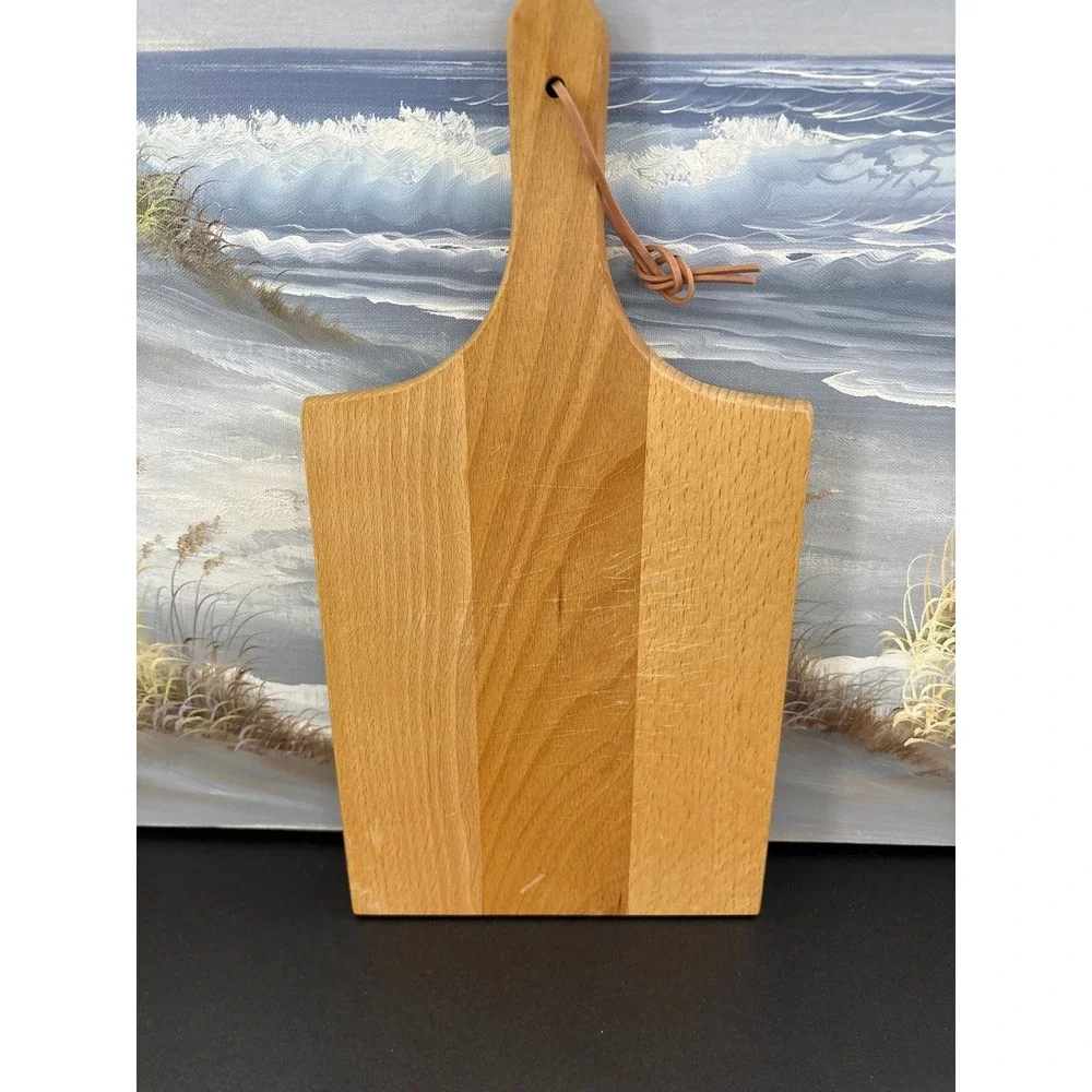 Vintage 70s Wooden Cutting Board Italian Olive Oil Graphic Wall Decor Plaque